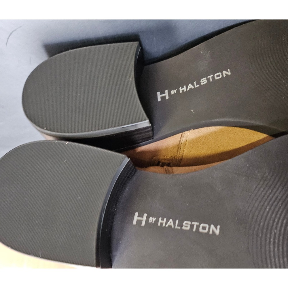 H by Halston Naomi Suede Knee High‎ Boots Tan Elastic Side Zip Block Heel 5.5M - Picture 10 of 15